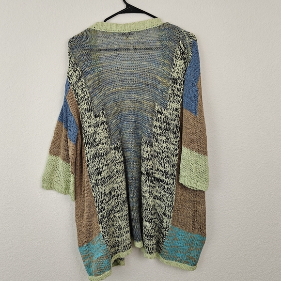 Italy ETRO MILANO Cotton Color Block Cardigan Long Open Knit Sweater Medium 42 - Picture 12 of 16